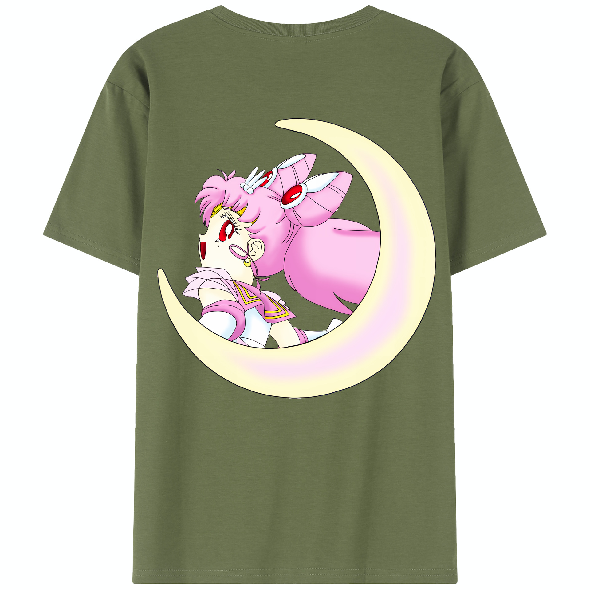 （画像用） 美少女戦士セーラームーン ちびうさ Sailor Moon Chibiusa Tsukino Usagi Small Lady Serenity 綿100％半袖Tシャツ（背面プリント）